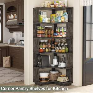 Libreria Angolare a 6 Ripiani in Rovere Grigio, Scaffale Espositivo Autoportante a Forma di L per Ufficio e Camera da Letto - Product Image 3