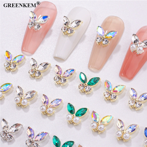 Strass d'art de concepteur de papillon d'oeil de cheval de perle en métal pour les breloques d'ongle 3D en gros - Product Image 2