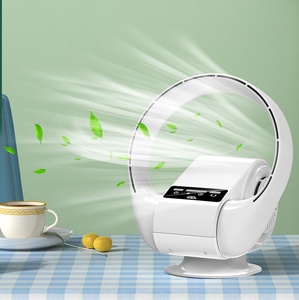 Ventilateur de bureau portable sans pales HEBRON, silencieux, avec affichage numérique LED intelligent, télécommande à cinq vitesses, batterie externe et port USB en forme de tour - Product Image 1