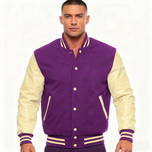 جاكيت رجالي كلاسيكي للجامعات لجميع المواسم من البوليستر/القطن بخيط ومطبوع فضفاض بتصميم الشارع العالي - Product Image 1