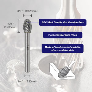 Dụng cụ mài quay bằng cacbua vonfram SE-3, Dụng cụ mài hình bầu dục cắt đôi, 1 chiếc - Product Image 3