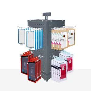 For Retail Store Shop 4 Sides Metal Pegboard Hook Display Counter Table Top Spinner Small Rotating Display Rack Stand