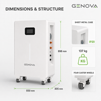 Batterie lithium-ion 15 kWh 51,2 V 280 Ah IP20 avec BMS intelligent CAN, pack LiFePO4, système de stockage d'énergie solaire résidentiel