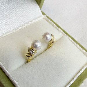 Bague en argent pur avec perle d'eau douce de Zhuji, 5,5-6 mm, perle d'eau douce ronde, sans défaut, avec une beauté inégalée - Product Image 1