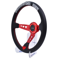 TIYPEOR Volant de voiture personnalisé 14 pouces Love Embroidery Microfiber 90mm Deep Dish Volant