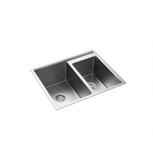 Lavello da Cucina a Doppia Vasca in Acciaio Inossidabile Spazzolato, da Incasso, Rettangolare, Design Minimalista, Facile da Pulire - Product Image 1