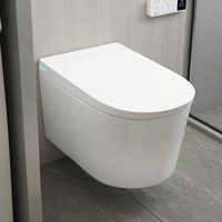 WC intelligent mural sans réservoir avec siphon en P intégré, réservoir dissimulé dans le mur, télécommande et siège chauffant