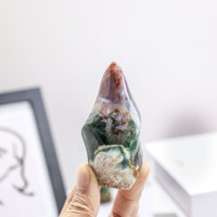 Ornement en pierre précieuse de jaspe océanique naturel poli, sculpté en forme de flamme, pour la décoration intérieure, le Reiki, le Feng Shui, cadeau, vente en gros