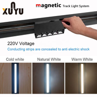 Système d'éclairage sur rail LED magnétique en aluminium intelligent pour usage commercial avec télécommande par téléphone portable, design moderne, spot linéaire