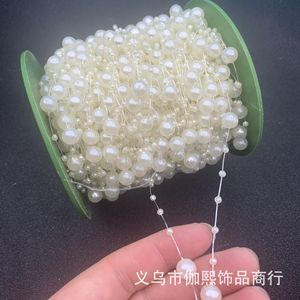 Cadena de perlas de imitación, cuentas de resina plástica blanca pura de 8+3mm, accesorios de joyería DIY para decoración de colgantes de coche, venta al por mayor - Product Image 1
