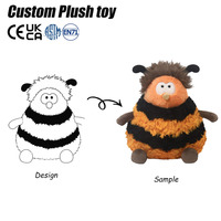 Peluche abeille brodée avec logo personnalisé, oreilles mobiles, super douce, jouet de Noël, CE CPC OEM ODM, faible MOQ