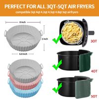 Revêtements en silicone réutilisables pour friteuse à air, panier rond de 3 à 5 litres, résistants à la chaleur et aux aliments, compatibles four