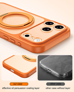เคสโทรศัพท์แบบชาร์จไร้สายพร้อมขาตั้งแม่เหล็กหมุนได้ สำหรับ 13/14/15/16/17 <span class=keywords><strong>Pro</strong></span> Max วัสดุ TPU+PC ป้องกันแรงกระแทก - Product Image 4