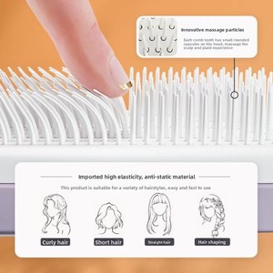 Peigne Capillaire Télescopique Nettoyage Facile Massage & Ionique, Coussin d'Air Antistatique Rotatif pour Femme Usage Domestique - Product Image 3