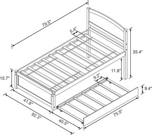Wood Trundle <strong>Bed</strong> Frame Solid Wood Pull Out <strong>Day</strong> <strong>Bed</strong> Trundle Include Slat Support White <strong>Drawers</strong> Solid Wood <strong>Bed</strong> - Product Image 2