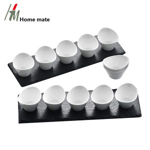 Juego de <span class=keywords><strong>tapas</strong></span> de pizarra para aperitivos, con cuenco redondo de cerámica, forma redonda, hermoso diseño - Product Image 1