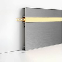 Plinthe en aluminium avec profil LED moderne |   Base murale à lumière diffusée pour projets de rénovation de cuisines et d'hôtels