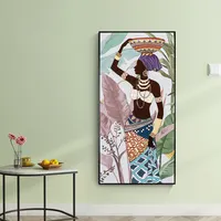 Afrikaanse Vrouwen Schilderen Canvas Moderne Kunst Ingelijst Drijvende Ingelijst Canvas