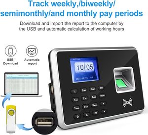 Mesin Absensi Sidik Jari dengan Baterai Cadangan, Mesin Pencatat Waktu Kerja, Pembaca Sidik Jari Biometrik - Product Image 6