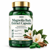Capsules d'extrait d'écorce de magnolia pour marques à marque privée avec développement de formule botanique, emballage végétalien et support OEM ODM