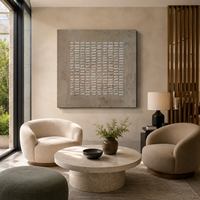 Seni Asli Vintage Berkualitas Tinggi Buatan Tangan Beige Wabi Sabi Minimalis Abstrak 3d Bertekstur Kanvas Seni Dinding untuk Dekorasi Rumah