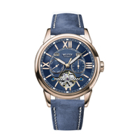 WOJTEK Montre mécanique automatique multifonctionnelle Grand Tourbillon Calendrier Année Lune Chronographe Cadran Résistant à l'eau Aiguille