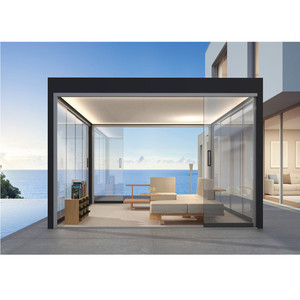 Pérgola de aluminio bioclimático duradero Advance con listones y postes de techo motorizados - Product Image 5