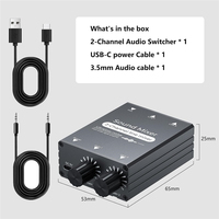 Mélangeur audio stéréo 2 canaux - Mini-mélangeurs audio 3,5 mm avec double bouton de contrôle du volume, faible bruit, petit commutateur audio 2 entrées 1 sortie