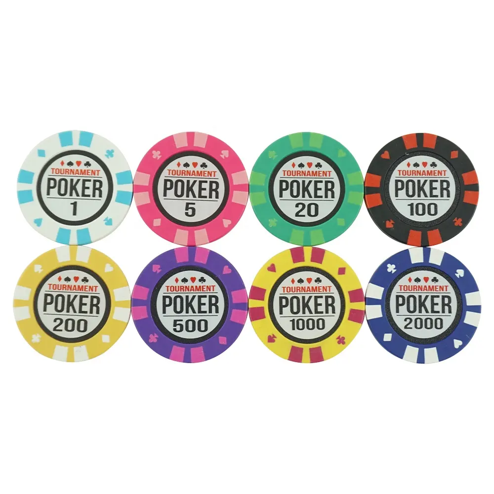 Turnier Poker mit verschiedenen Farben und Denomen 14g Clay Poker Chips Set von leeren Chips