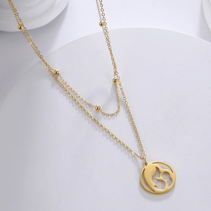 Collana in acciaio inossidabile placcato in oro per mamma <span class=keywords><strong>e</strong></span> bambino collana da donna a doppio strato per mamma regalo per la festa della mamma della famiglia - Product Image 4