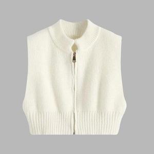 Fabricant personnalisé 1/4 fermeture éclair tricoté sans manches culture tricots laine <span class=keywords><strong>cachemire</strong></span> femmes fermeture éclair pull court <span class=keywords><strong>gilet</strong></span> pour les femmes - Product Image 1