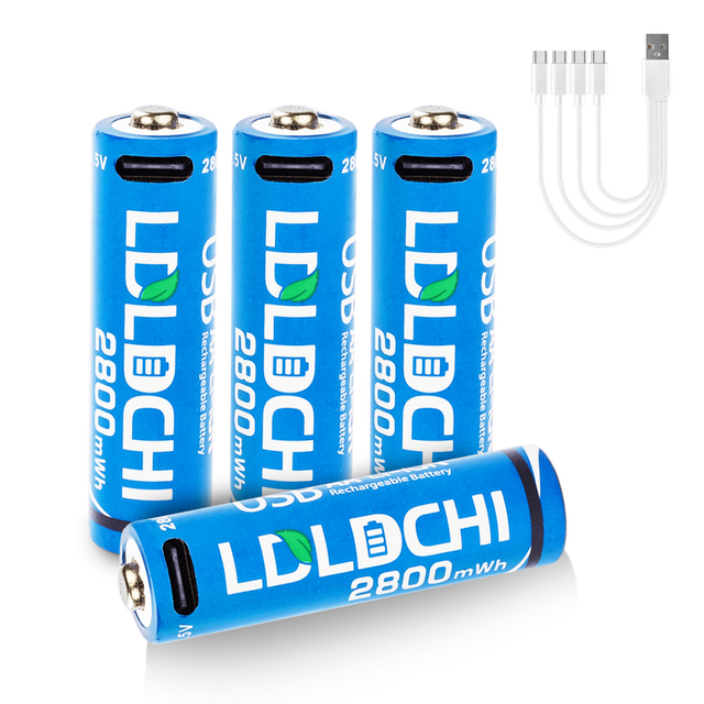 "High Cycle Life 2800mWh Cylindrical Lithium-ion Rechargeable 1.5V Batteries for Flashlight Game Controller Remote Control"