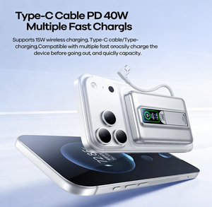 TFT Screen Power Bank PD40 <b>Type</b>-<b>C</b> <b>Cable</b> 360.Holder Magnetic Wireless Charging 10000mAh FP-52 FP-52 FP-52 FP-52 FP-52 FP-52 FP-52 - Product Image 2