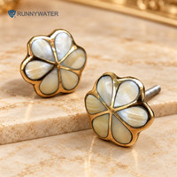 Kenop Kuningan Motif Bunga Mutiara, Dapat Disesuaikan, Elegan, Inlay Modern, Gagang Laci Logam Buatan Tangan, Pegangan Kabinet Dekoratif Untuk Hotel