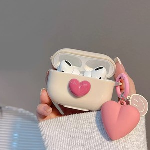 Étui pour écouteurs en silicone 3D Heart Love Cute pour AirPods Pro <span class=keywords><strong>2</strong></span> 3 <span class=keywords><strong>Air</strong></span> Pods Cover Case Creative Smile Ornament Keyring - Product Image 4
