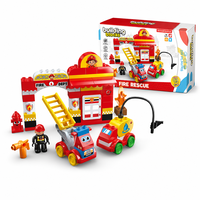 Ensemble de blocs de construction de pompier en plastique ABS, jouet de caserne de pompiers, blocs de construction sur le thème du transport pour enfants