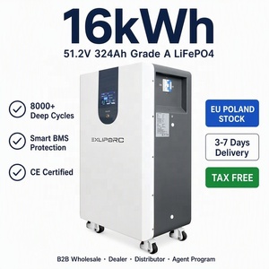 แบตเตอรี่ LiFePO4 16kWh แบบ Deep Cycle 51.2V 324Ah สต็อกในโปแลนด์ สหภาพยุโรป ปลอดภาษี จัดส่งรวดเร็ว ระบบพลังงานแสงอาทิตย์สำหรับบ้าน ESS สำหรับผู้ติดตั้ง B2B ขายส่ง - Product Image 1