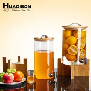 Huadison Nhà Máy Trực Tiếp Tự Chọn Thiết Bị Nước Trái Cây Tươi Dispenser Jar Chất Lượng Cao Glass Juice Dispenser