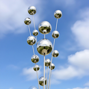 Palos de planta de Metal de tamaño personalizado bolas mirando espejo bola de acero de Metal adorno de jardín bola decorativa con palo - Product Image 4