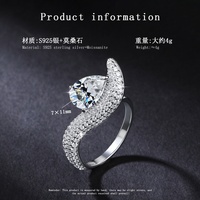Bague pour femme en argent S925, moissanite GRA couleur D taille poire, testée positivement, 3 carats, ensemble de bagues goutte d'eau pour alliance en moissanite