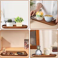 Set van 5 acaciahouten rustieke ovale serveerschalen - bulkverpakking voor eten, fruit, salade, kaas & hapjes (11,4x4,1 inch)