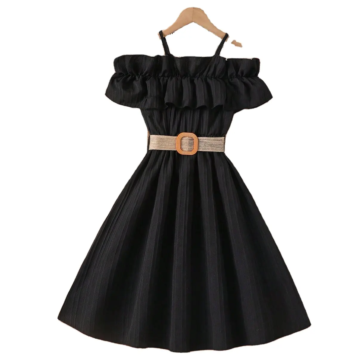 European style one shoulder strap dress for girls of 10 year old fashion girls birthday dresses summer dress child girl party