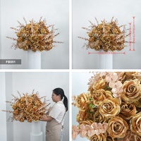 DKB Wholesale Boule de fleurs artificielle en soie de haute qualité, rose poudrée avec verdure, pour centre de table de mariage
