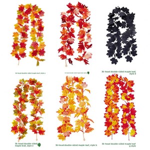 Guirlande de feuilles d'érable artificielles LO-886, <span class=keywords><strong>vigne</strong></span> artificielle effrayante à suspendre au mur pour la décoration d'Halloween et de Thanksgiving - Product Image 1