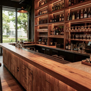 ชั้นวางเหล้าติดผนังไม้และโลหะอเนกประสงค์ทันสมัย ดีไซน์ใหม่ สำหรับร้านอาหาร โรงแรม บ้าน บาร์ โชว์ไวน์ จัดเก็บเครื่องดื่ม - Product Image 3