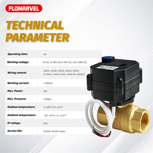 Vanne à boisseau sphérique motorisée 2 voies IP67 avec commande manuelle Flomarvel FH-MO NSF61 ROHS CE 12V 24V Laiton Acier inoxydable 304 PVC DN15 <span class=keywords><strong>DN20</strong></span> - Product Image 3