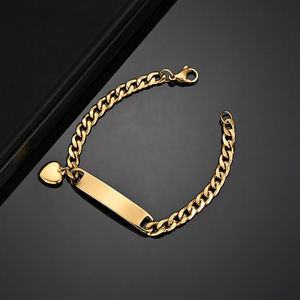 Bracciale in Acciaio Inox 304 Placcato Oro 18K PVD Impermeabile con Logo Personalizzato e Incisione Nome Ali Cuore - Product Image 4
