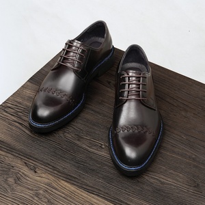 2025 Latest Model Genuine Leather Lace-up Men's <b>Shoes</b> English-style Stitched Handmade Pointed-toe Wedding Derby <b>Shoes</b> <b>Height</b> - Product Image 6