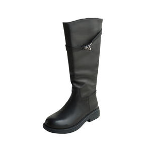 Botas de cuero genuino para mujer, botas planas hechas a mano para otoño e invierno, botas de moda ligeras y cómodas, botas de tubo tipo caballero - Product Image 5