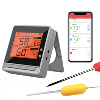 Thermomètre numérique intelligent sans fil longue portée Hypersynes OEM/ODM avec 2 capteurs, sonde de 130 cm, écran LCD, IP65
